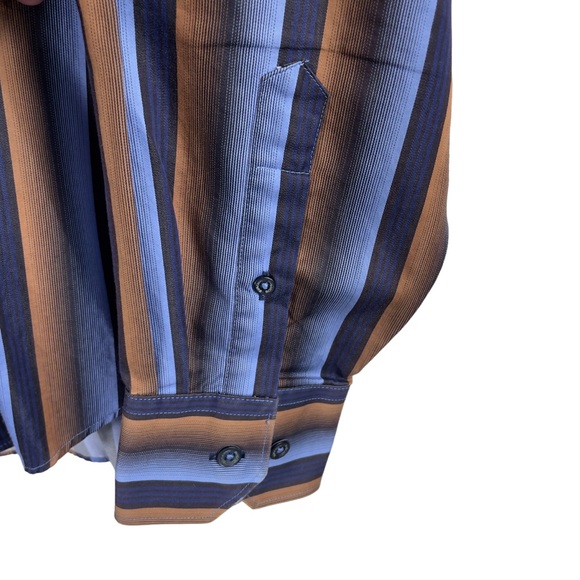 Bugatchi Electric Blue Striped 100% Cotton Long Sleeve Shirt NO Size Tag *LARGE* - Picture 10 of 13